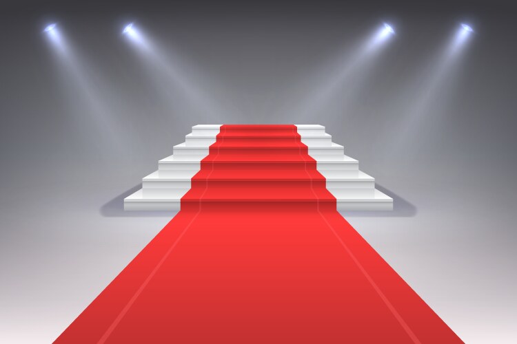 Red carpet and stairs for vip persons Royalty Free Vector