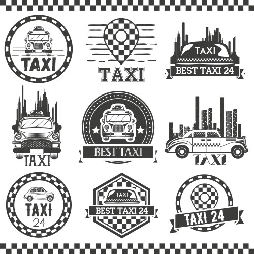Vintage Taxi Labels & Badges Vector Image