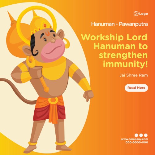 Hanuman Worship Banner Vector Image