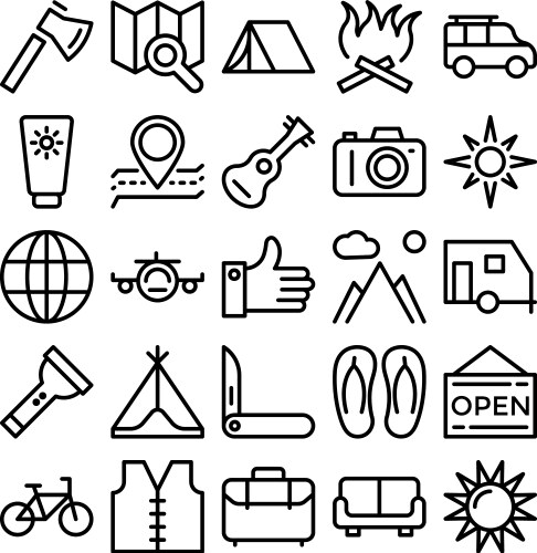 Summer Travel Icons Vector Image