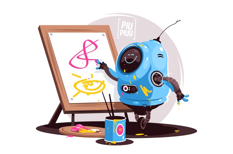 robot learning to write vector image