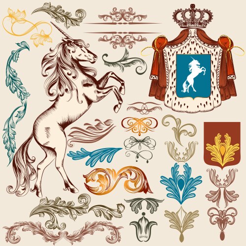 Vintage Heraldic Elements Set – Royalty-Free Vector | VectorStock