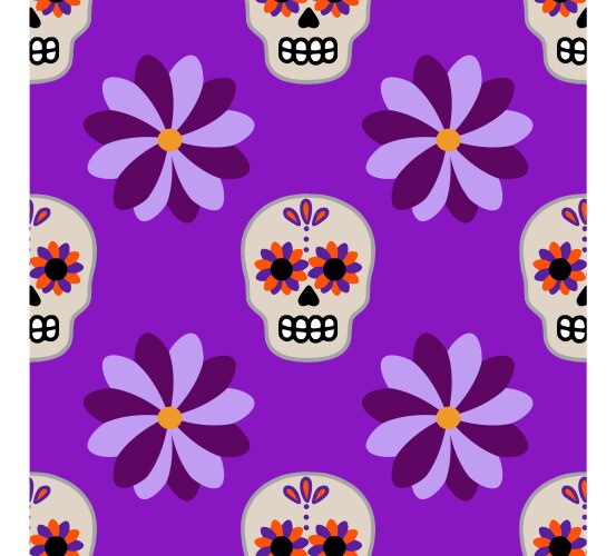 Seamless pattern with stylized sugar skulls Vector Image