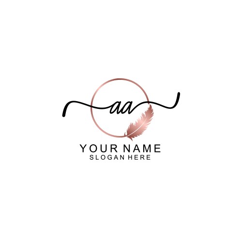 Elegant aa initial logo with floral handwritten Vector Image