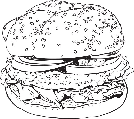 Detailed Hamburger Drawing Vector Image