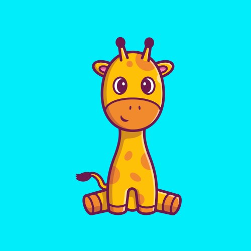 cute giraffe sitting cartoon vector