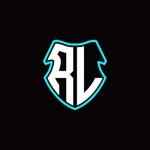 R l initial logo design with a shield shape vector image