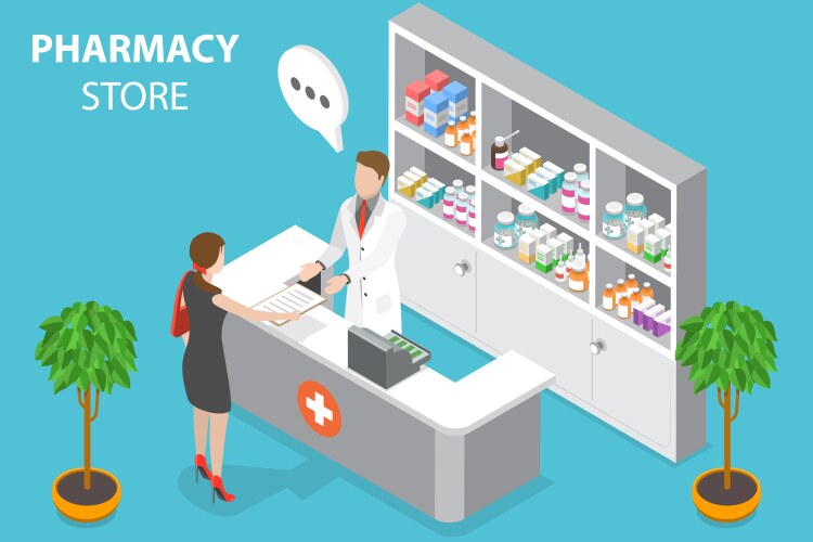 3d isometric flat concept grocery Royalty Free Vector Image