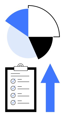 Data progress visualized with pie chart checklist vector image