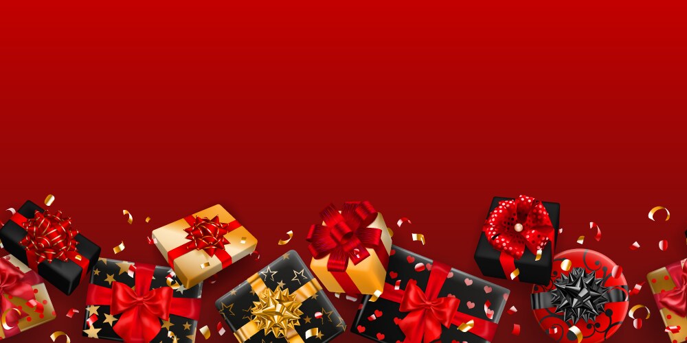 Abstract background with gift boxes red bows Vector Image