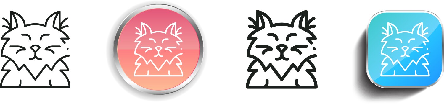 Cat icon thin linear regular and button style vector image