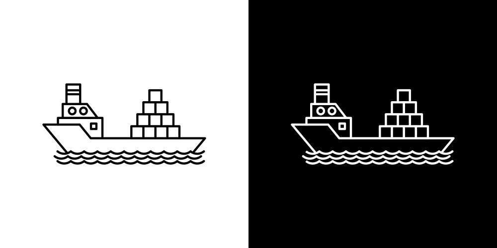 Logistic ship thin line icon set Royalty Free Vector Image