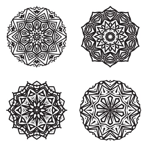 Set bundle black and white mandala element Vector Image
