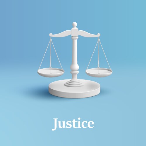 Justice white 3d scales law equality render vector image