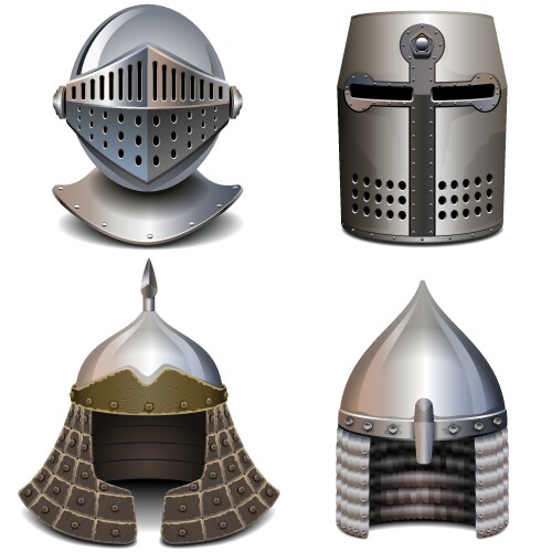 knight helmet set vector image vector image