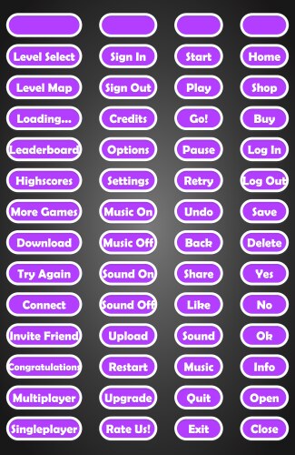 Set of text game buttons in flat style vector image