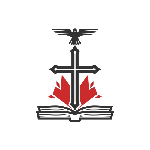 Cross with Dove and Flame Vector Image