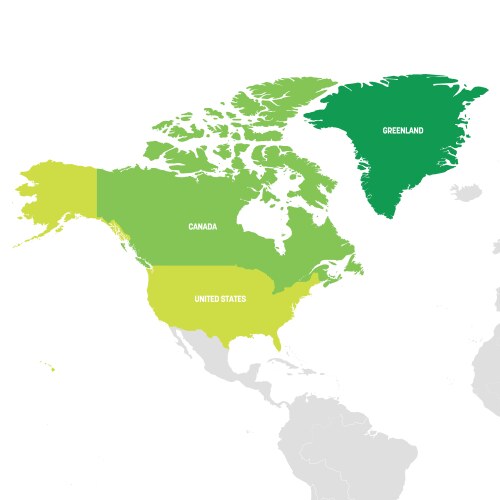 North america region map countries in northern Vector Image