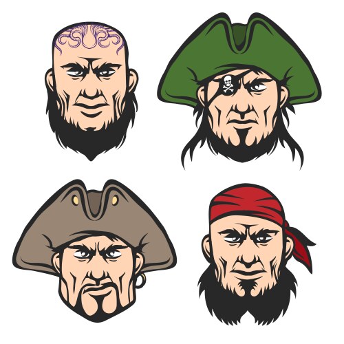 Pirate mascot set Royalty Free Vector Image - VectorStock