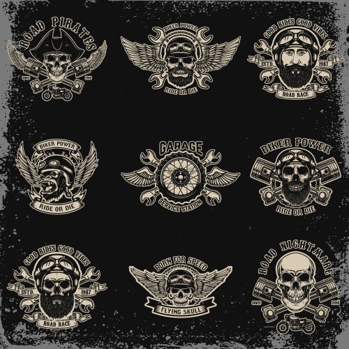 Biker Emblems - Skull & Pistons Vector Image