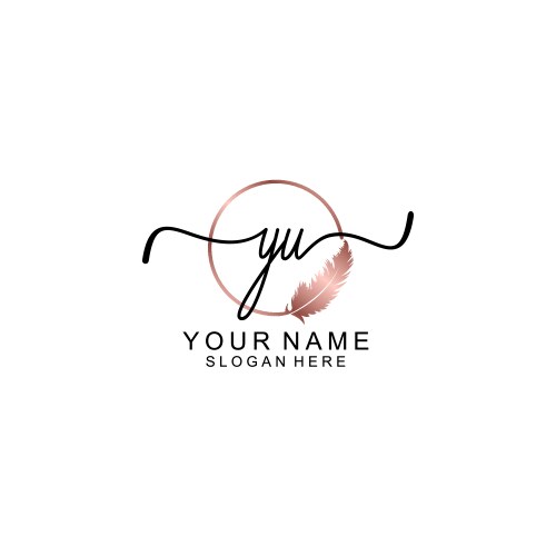 Elegant yu initial logo with floral handwritten Vector Image