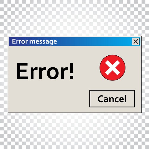 Error warning message user interface window virus vector image