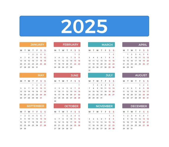 2025 calendar planner templates with monthly Vector Image
