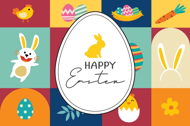 happy easter greeting card background templatecan vector image