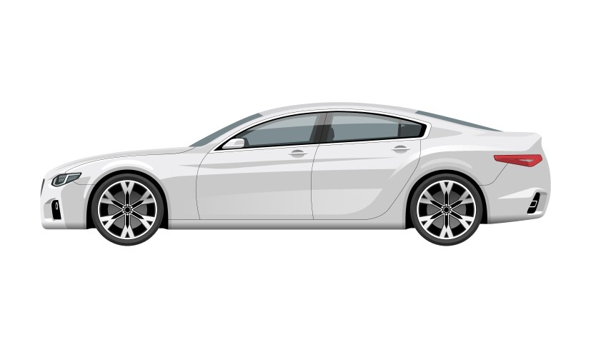 Modern Sedan - Side View Vector Image