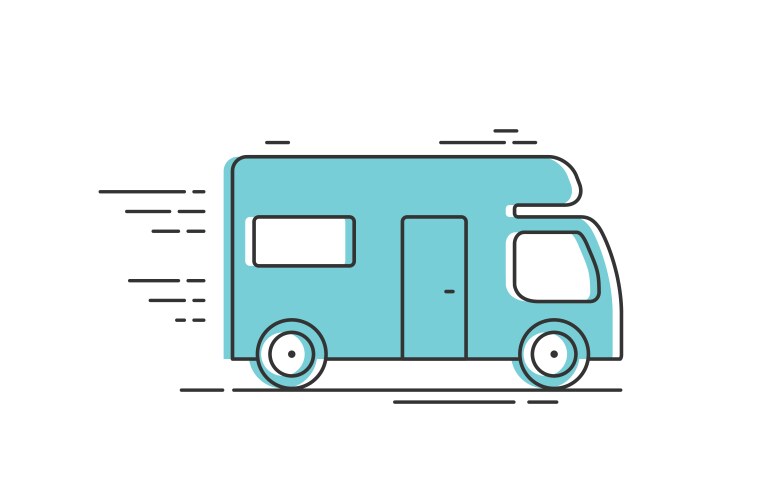Camper van and trailer travel caravan icon doodle Vector Image