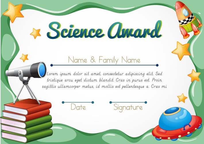 Kids diploma certificate for preschool Royalty Free Vector