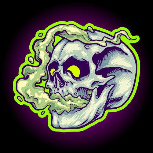 Stone Skull with Weed Smoke Vector Image