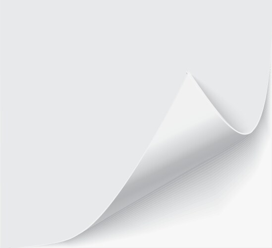 Page curl with shadow on a blank sheet of paper vector image