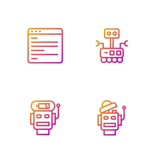 Set line robot low battery charge computer api vector image