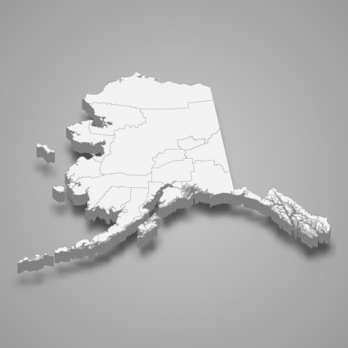3D Alaska State Map Vector Image