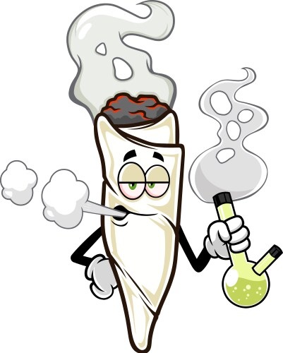 Marijuana joint cartoon character smoking a bong Vector Image