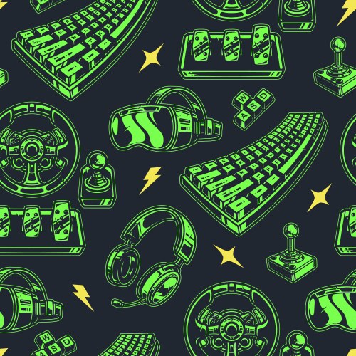 Video games green seamless pattern vector image