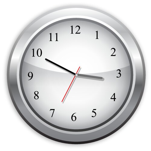 Realistic classic red and white round wall clock Vector Image