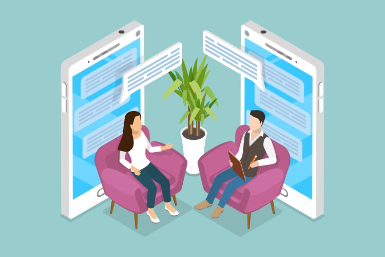 Isometric flat concept online diagnosis Royalty Free Vector