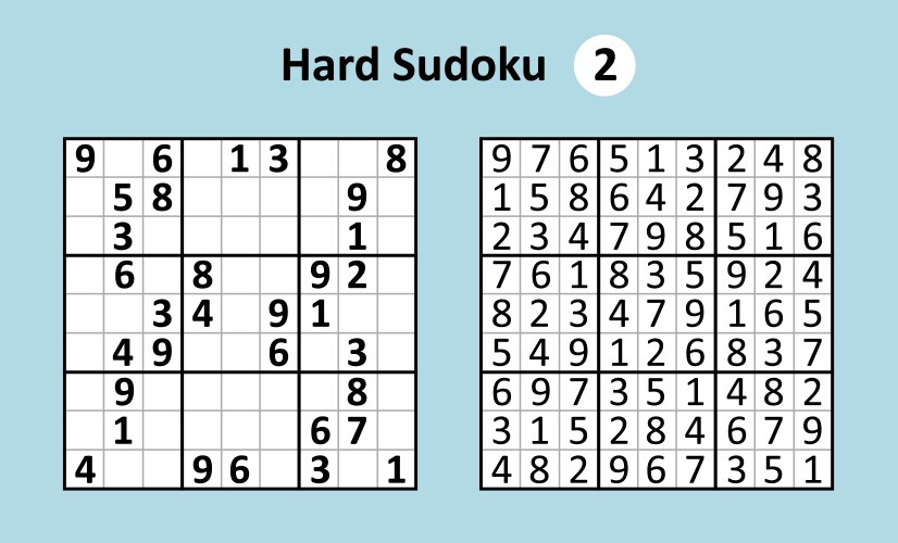 Sudoku game with answers hard complexity simple vektorbild
