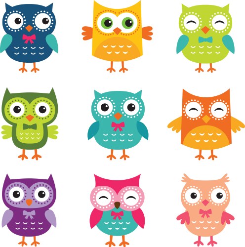 Adorable Owl Collection Vector Image
