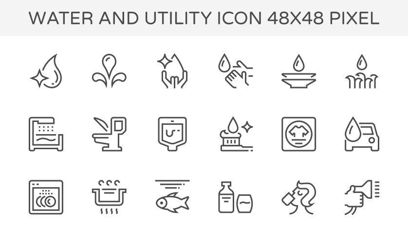 Clean water line icon set Royalty Free Vector Image