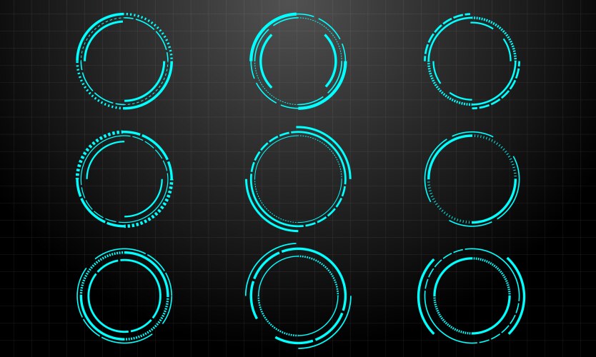 Set of sci fi black circle user interface Vector Image