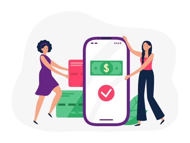 Digital banking pay and receive money in bank app vector image