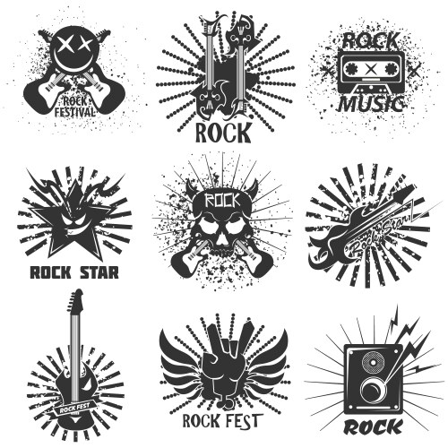 Rock Skull Festival Icons Vector Image