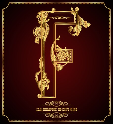 calligraphic font letter f vector image vector image