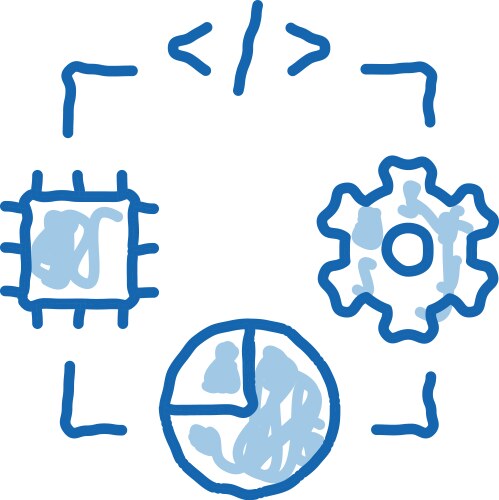 Microchip programming code mechanical gear vector image