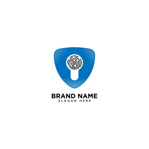 Fingerprint loop icon with shield and lock data vector image