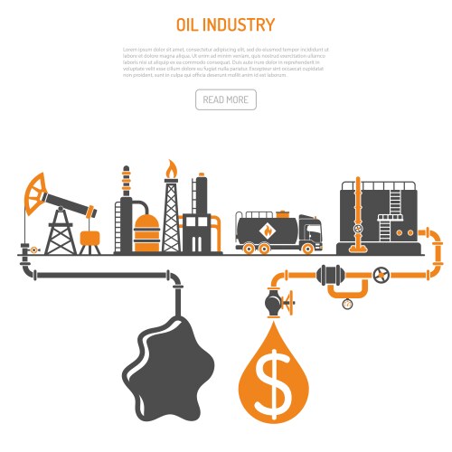 Oil gas industry flat design concept Royalty Free Vector