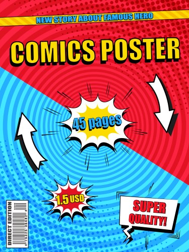 Comics poster design template Royalty Free Vector Image